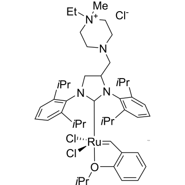 (1,3-Bis(2,6-diisopropylphenyl)-4-((4-ethyl-4-methylpiperzain-1-ium-1-yl)methyl)imidazolidin-2-ylidene)(2-isopropoxybenzylidene)ruthenium(II)dichloride chloride dihydrate