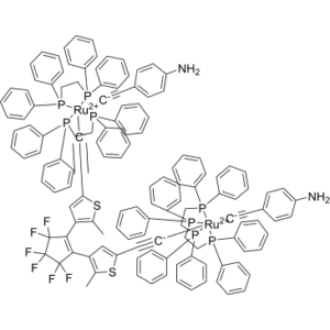 Bis[2-(4-aminophenyl)ethynyl]tetrakis[1,1′-(1,2-ethanediyl)bis[1,1-diphenylphosphine-κP]][μ-[(3,3,4,4,5,5-hexafluoro-1-cyclopentene-1,2-diyl)bis[(5-methyl-4,2-thiophenediyl)-2,1-ethynediyl]]]di-Ruthenium